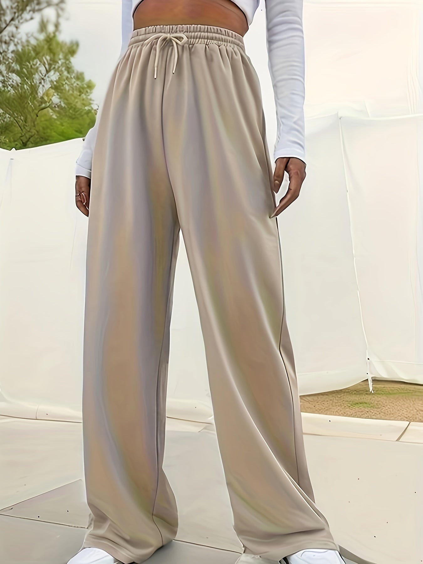  Sporty Pants Women's Plus Wide Leg Trousers