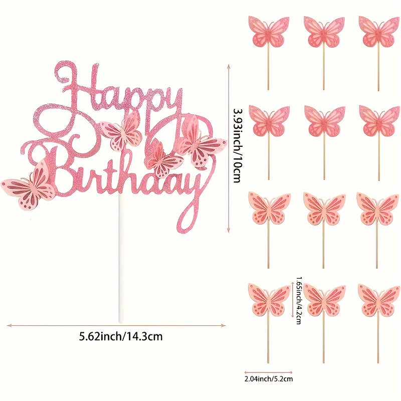 3D Butterfly Cake Topper Set for DIY Birthday & Wedding Cupcakes