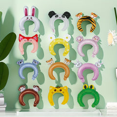 10pcs Mixed Cartoon Headdress Balloons Animal Shape Kindergarten Gift