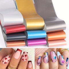 10pcs Golden Starry Nail Foils Matte Mirror Metal Paper Gel Polish Transfer