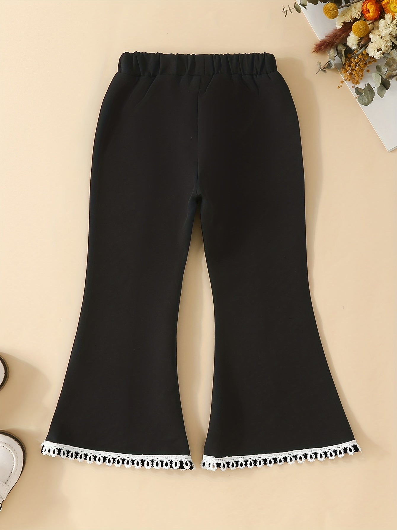 Girls' Boho Trim Flare Leg Bell Bottom Pants