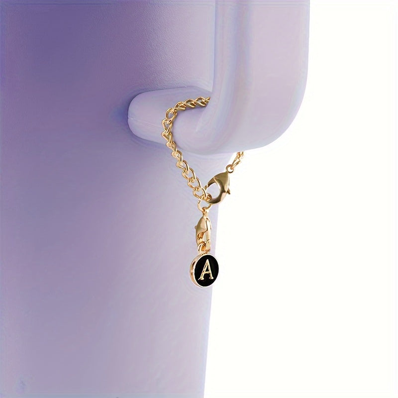 2pcs ID Initial Letter Charm Cup Handle Pendant Decorative Cup Accessories