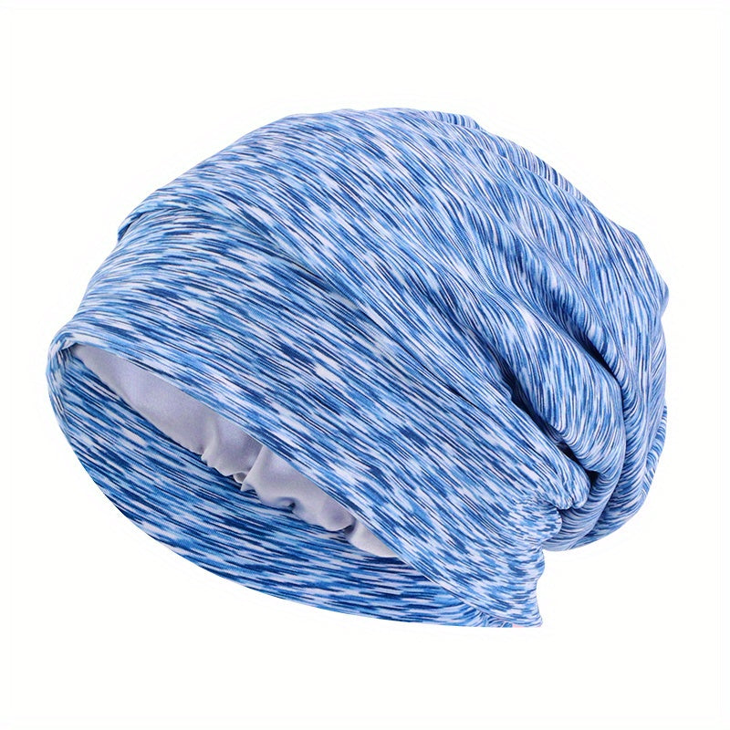 Satin Lined Beanie Cap Mixed Head Wrap Soft Elastic Turban Cap