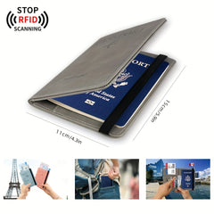 2 Pack RFID Blocking Passport Holder Travel Wallet PU Leather