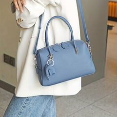 Leather Shoulder Bag with Metallic Star Charm