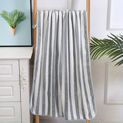 2pcs Coral Fleece Towel Set Soft Skin-friendly Striped Towel for Home Bathroom