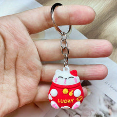 1pcs Baby Lucky Cat Door Ornament Creative Cartoon Lucky Cat Couple Bag Pendant