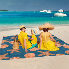 Waterproof Picnic Mat with Starfish and Shell Pattern for Camping