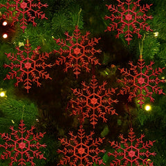 9pcs Snowflake Christmas Tree Decoration Red Pendant Party Supply