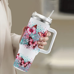 2pcs Vibrant Butterfly & Floral Glass Mug Sleeves Decals