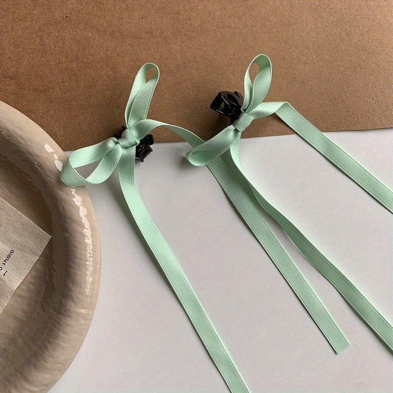 Y2K Girls Ribbon Bow Hair Claw Mini Shark Claw