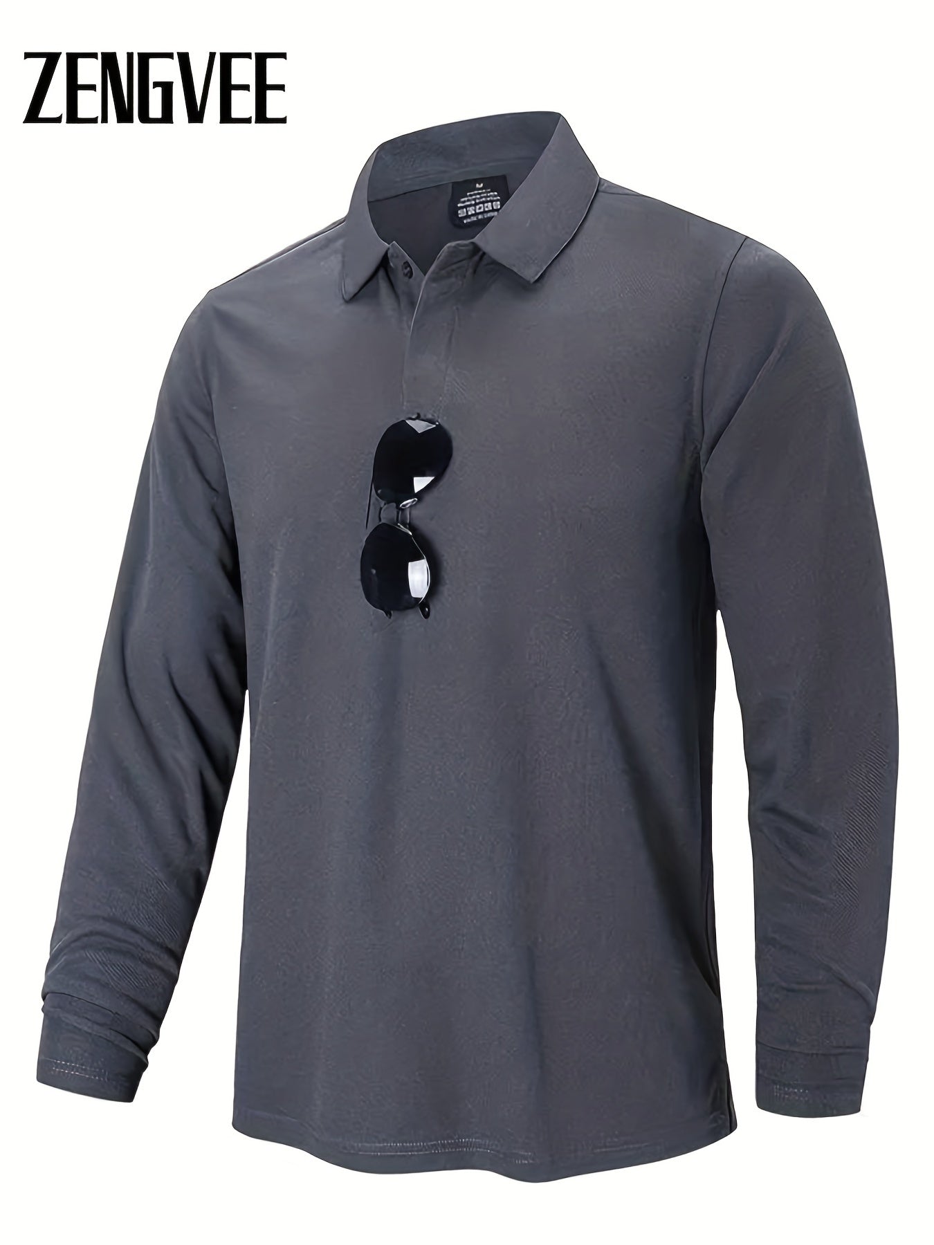 ZENGVEE Men's Quick Drying Long Sleeve Performance Golf Shirt