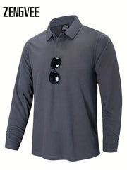 ZENGVEE Men's Quick Drying Long Sleeve Performance Golf Shirt