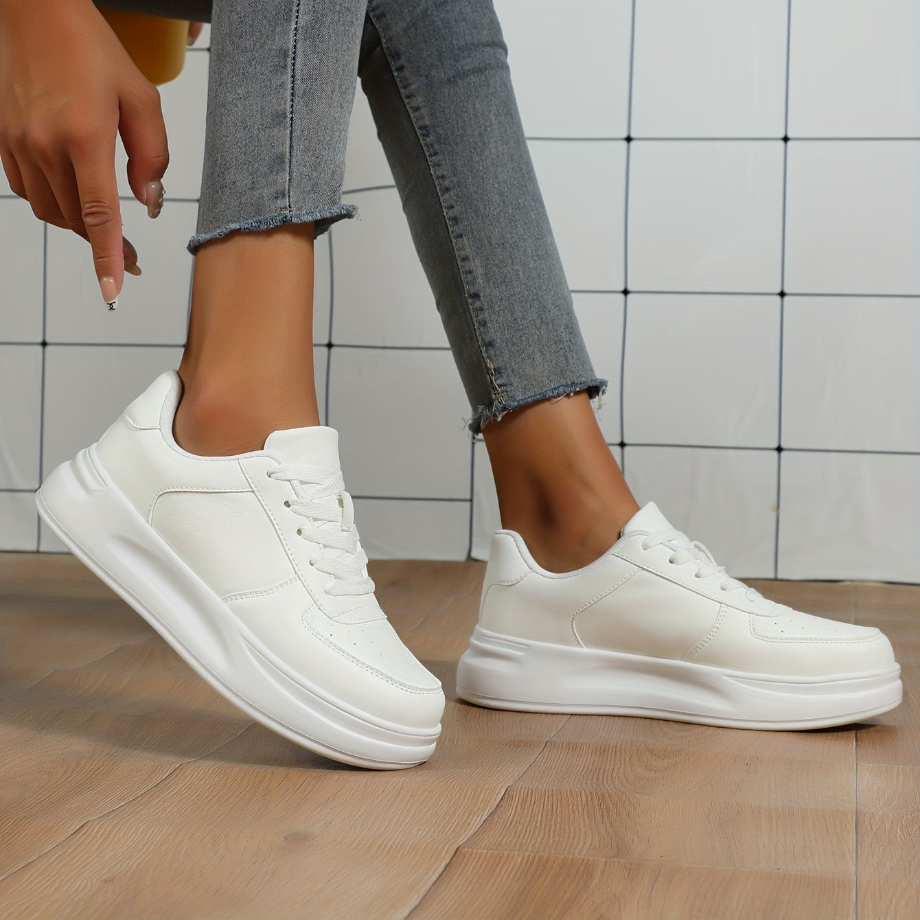 Women's Thick Sole Skateboard Shoes Leather All Season