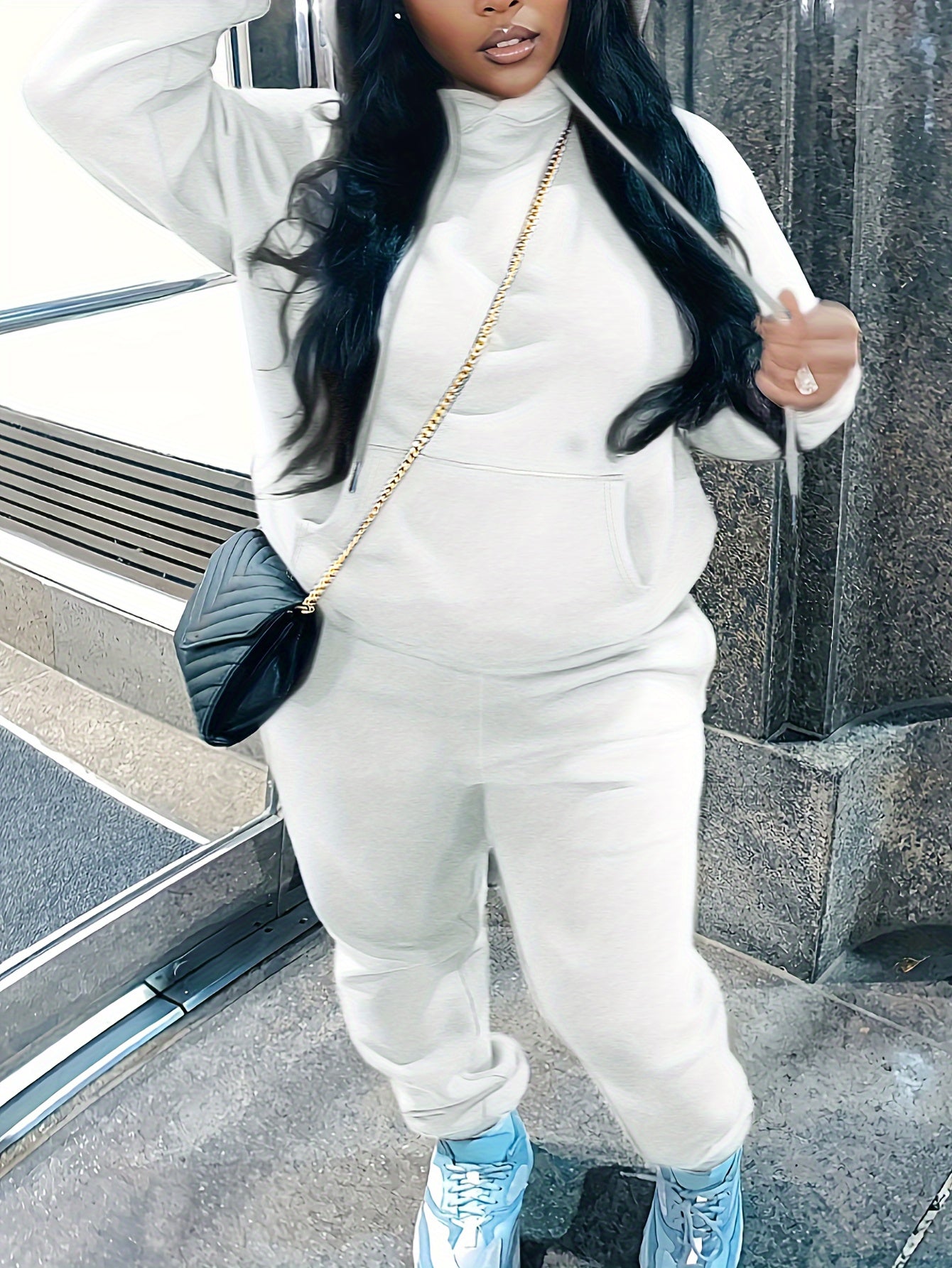  Solid Long Sleeve Hoodie & Joggers Set