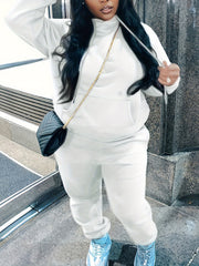  Solid Long Sleeve Hoodie & Joggers Set