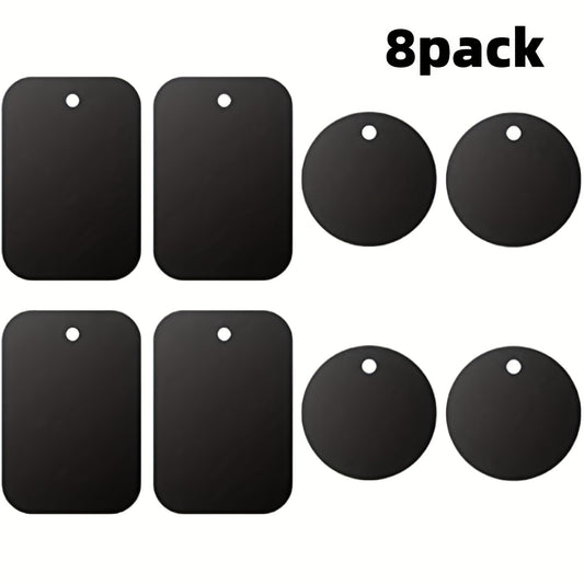 8 Universal Metal Plates for Magnetic Car Mounts - Rectangle & Round Adhesive