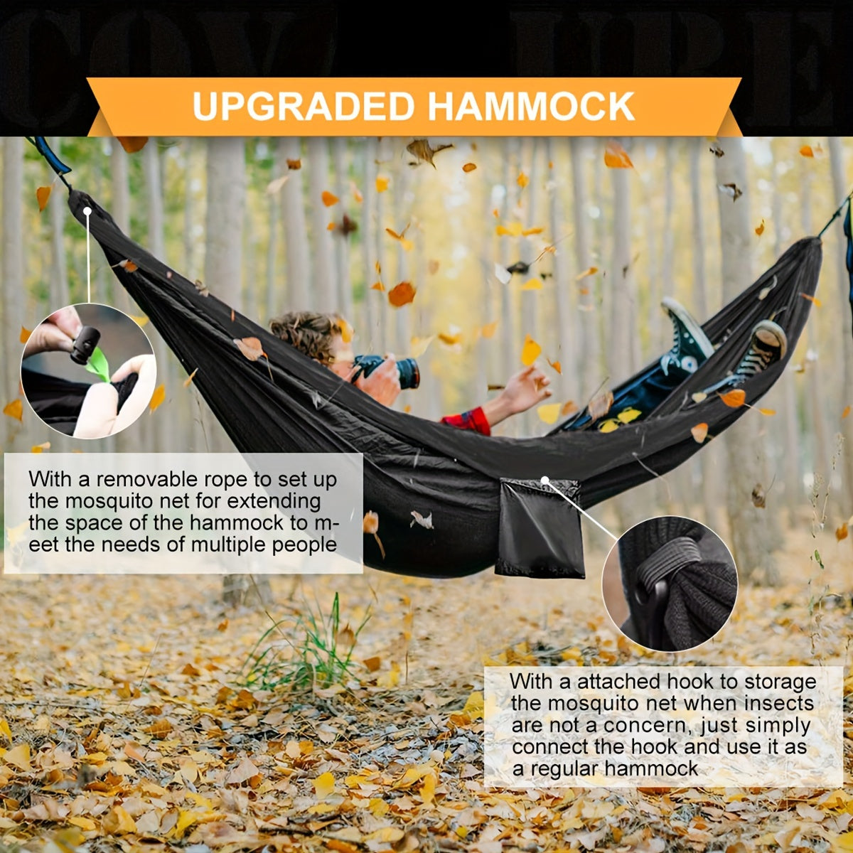 Portable Double Camping Hammock with Eye Mask and Accessories