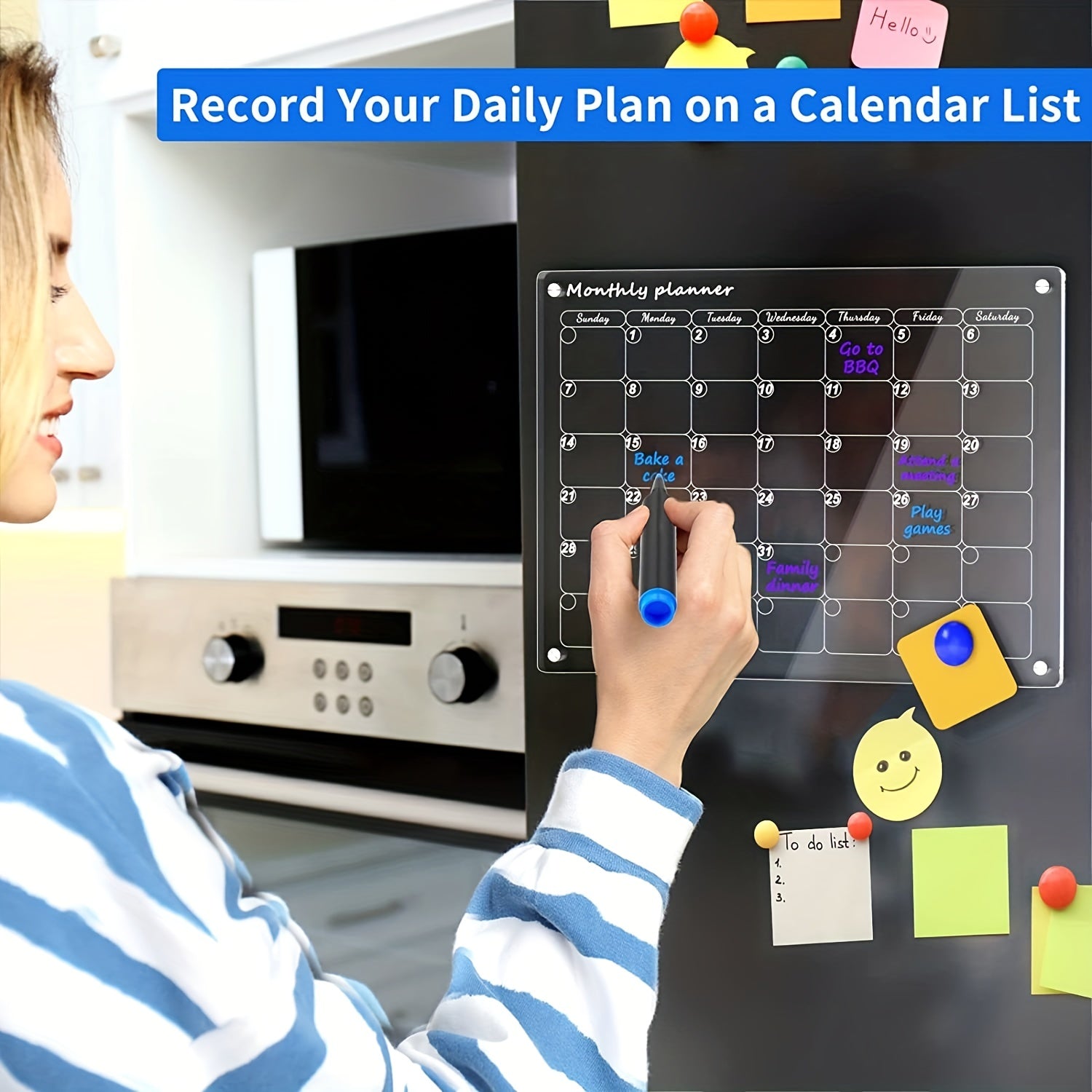 Magnetic Monthly Calendar & 6 Markers