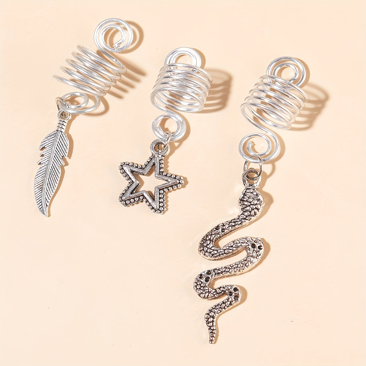 Alloy Spiral Hair Ring Star Leaf Tassel Dreadlock Hair Ring Boho Style Braids