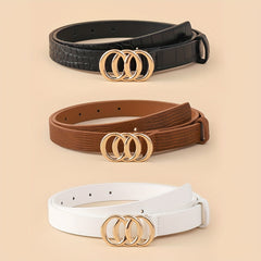 3pcs Set Stylish Solid PU Belt for Women