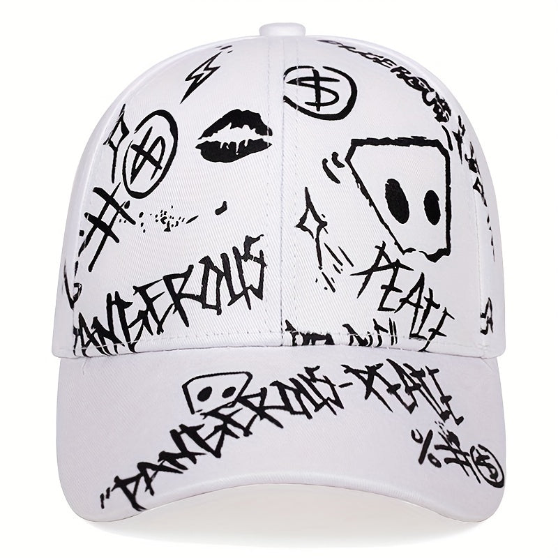 Mens Stone Print Baseball Cap Adjustable Casual Hat For Spring Autumn