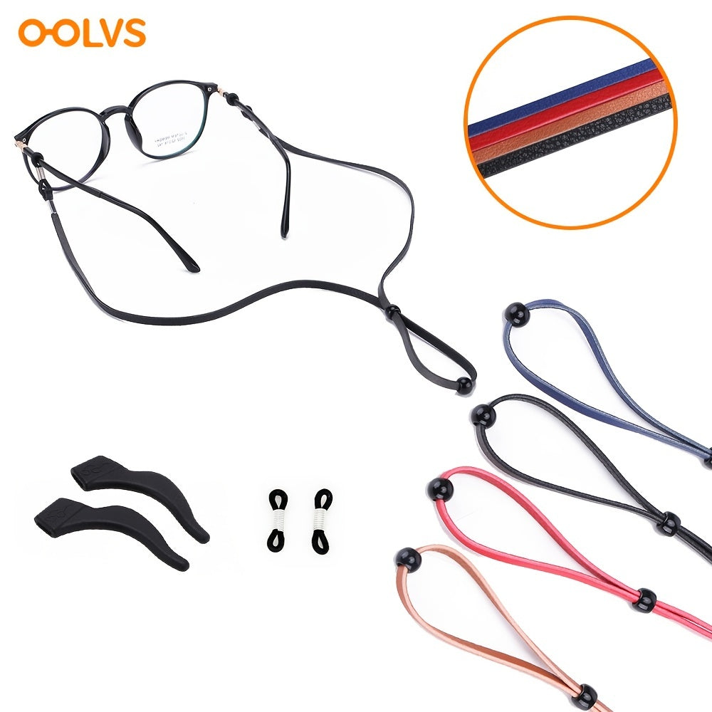 OOLVS Sunglasses Holder Strap Cord PU Leather Eyeglasses Chain