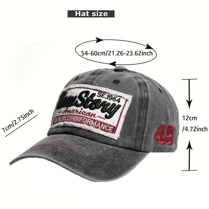 Stary Embroidery Baseball Cap Washed Distressed Patch Summer Sports Hat