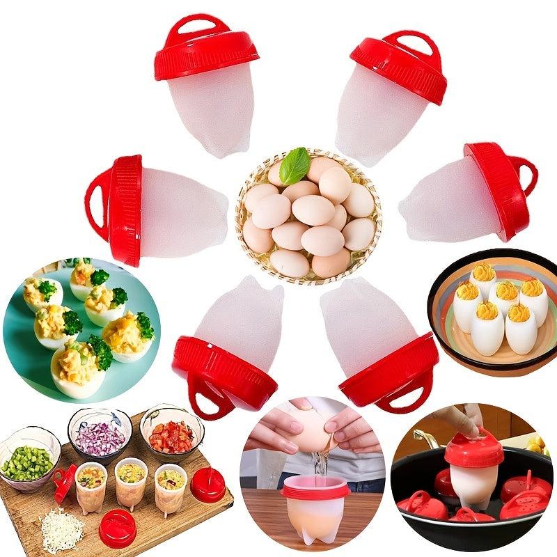 6pcs Silicone Egg Cooker Set Non Stick Boiled Eggs Maker Steamer