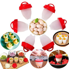 6pcs Silicone Egg Cooker Set Non Stick Boiled Eggs Maker Steamer