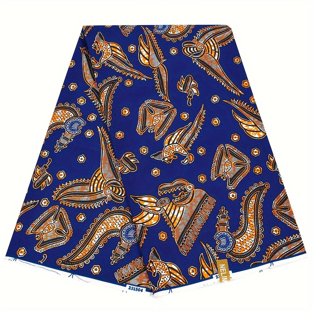 5.49m African Ethnic Batik Printed Fabric Double sided Geometric Print