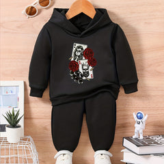 ROSE & POKER & SKULL Graphic Spooky Outfit Toddler Baby Set