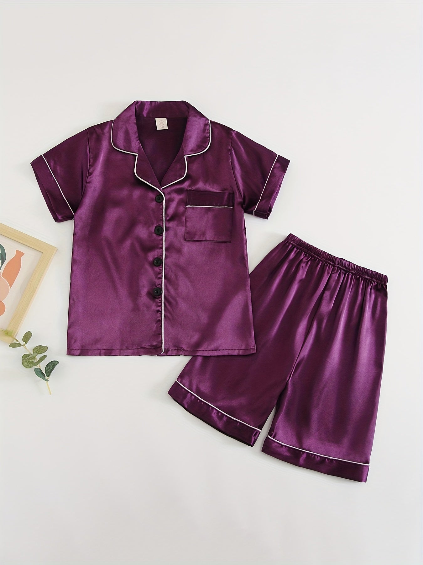 Toddler Girls Boys Pajamas Set 2 Pcs Kids Short Sleeve Button Down
