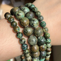 African Turquoise Round Loose Beads - 15 In