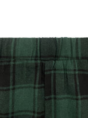  Plaid Print Ruffle Trim A line Maxi Skirt