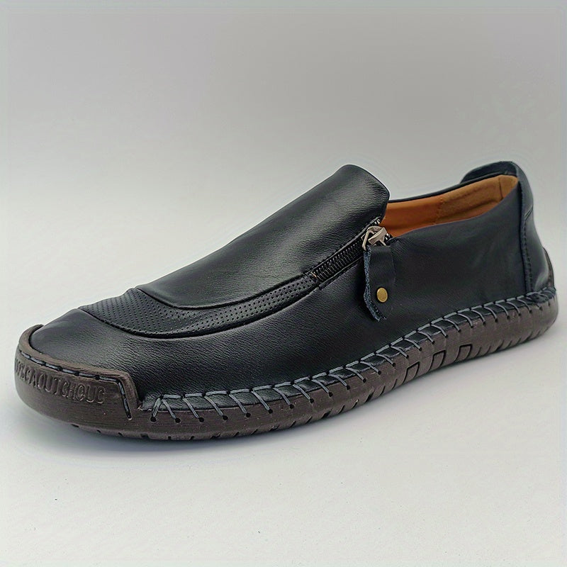 Men's Zipper Loafers Breathable Comfortable Anti-Skid Slip-On Shoes