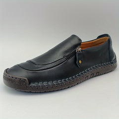 Men's Zipper Loafers Breathable Comfortable Anti-Skid Slip-On Shoes