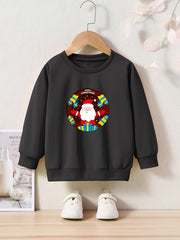 Christmas Santa Graphic Crew Neck Long Sleeve Sweatshirt Kids