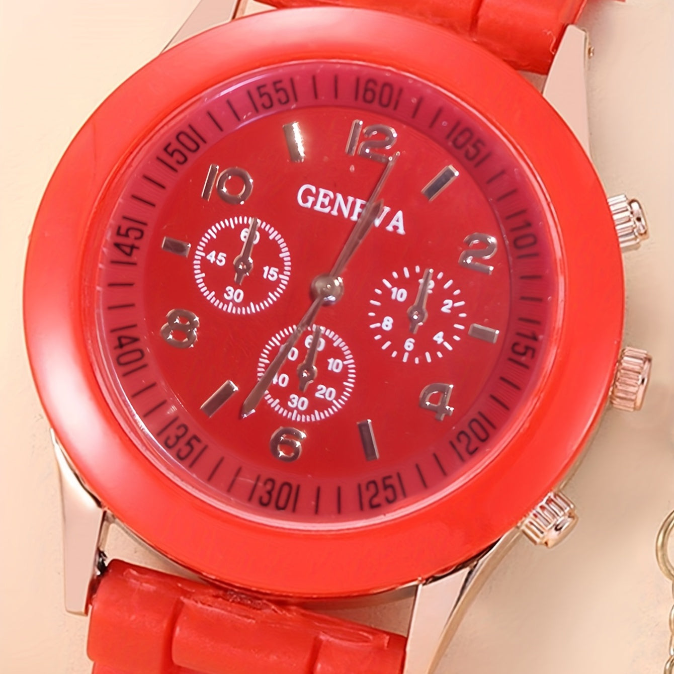 Silicone Quartz Watch & Heart Rhinestone Jewelry Set for Students