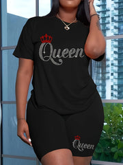  Rhinestone Tee & Shorts Set