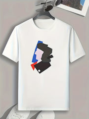 Geometric Man Print Men's Comfy T shirt Active Slightly Stretch Tee