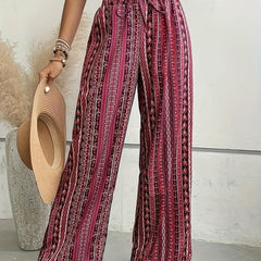 Ethnic Print Wide Leg Pants For Women