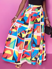 Women's Plus Tie Dye Wide Leg Pants Medium Stretch Loose Trousers