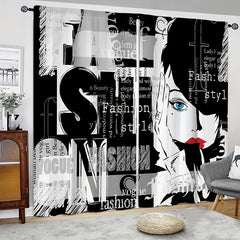 2pcs Woman Curtain Living Room Bedroom Office Decor