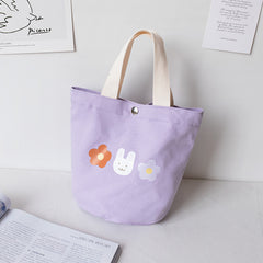 Flower Pattern Canvas Lunch Bag for Work & School
