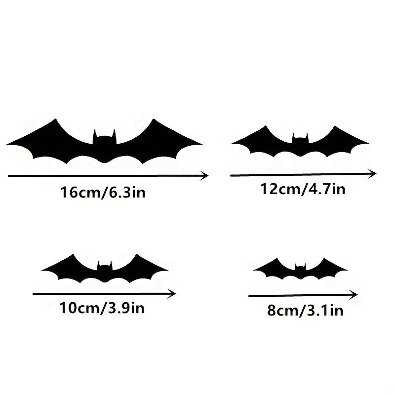 Halloween Bat Wall Decor Set - 96pcs 3D Bats in 4 Sizes