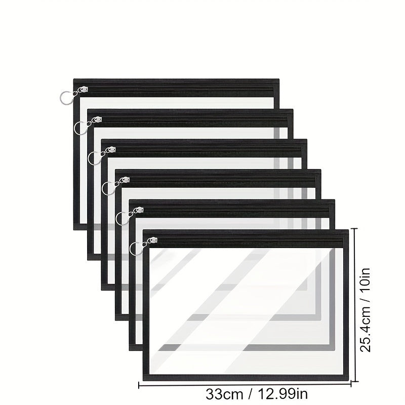 6 Pcs Zipper Transparent Pouch Versatile Storage Bags
