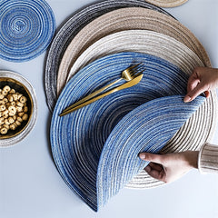 Round Braided Placemat Heat Resistant Table Mat Washable Home Decor