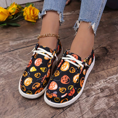 Halloween Pumpkin Pattern Flat Shoes Horror Style Sport Shoes
