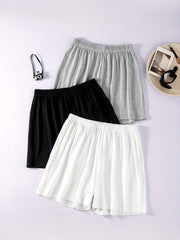 Casual Solid Ribbed Shorts Women's Clothing